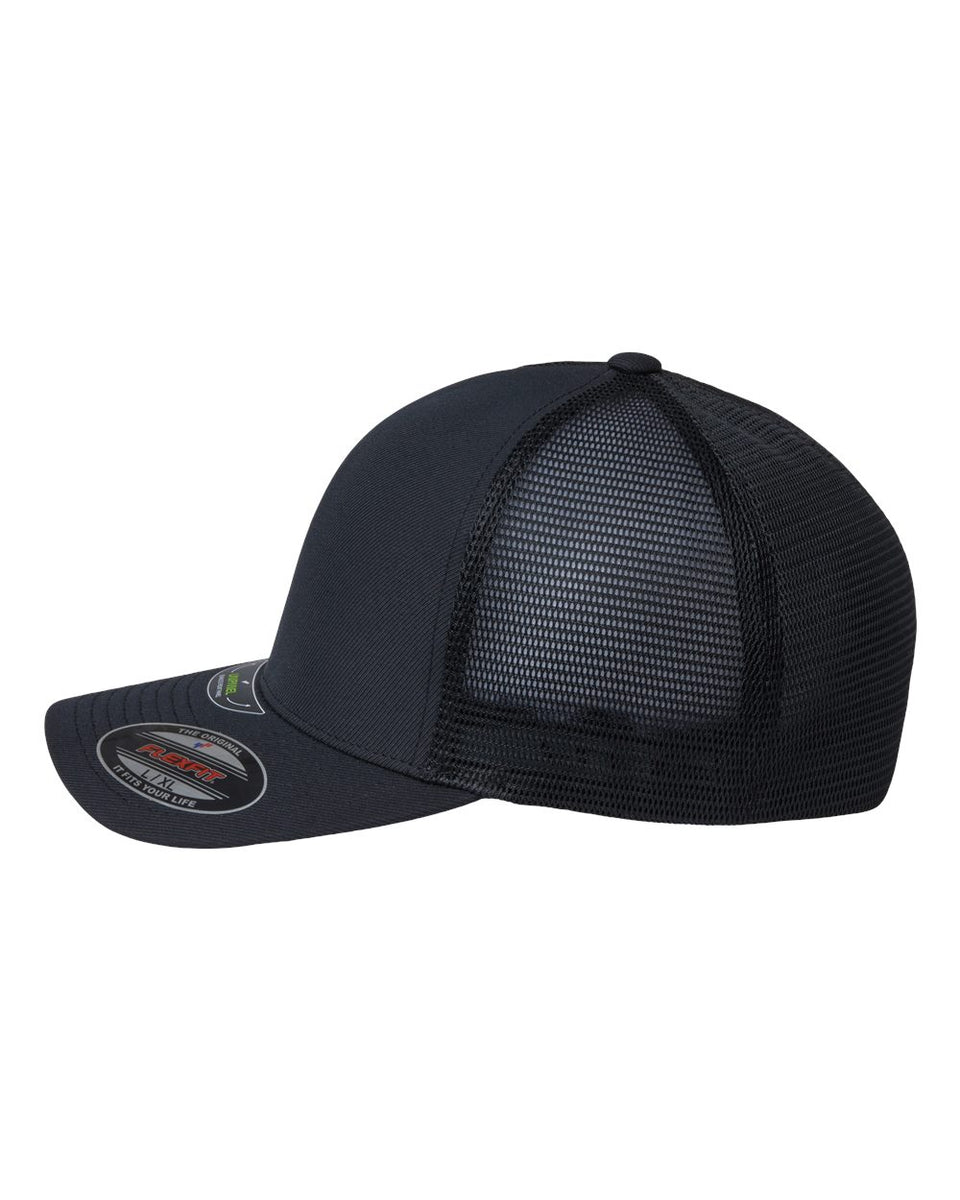 Flexfit Jacquard Stretch Trucker Hat - Navy Blue Camo Cap, Size L/XL For Hot Days
