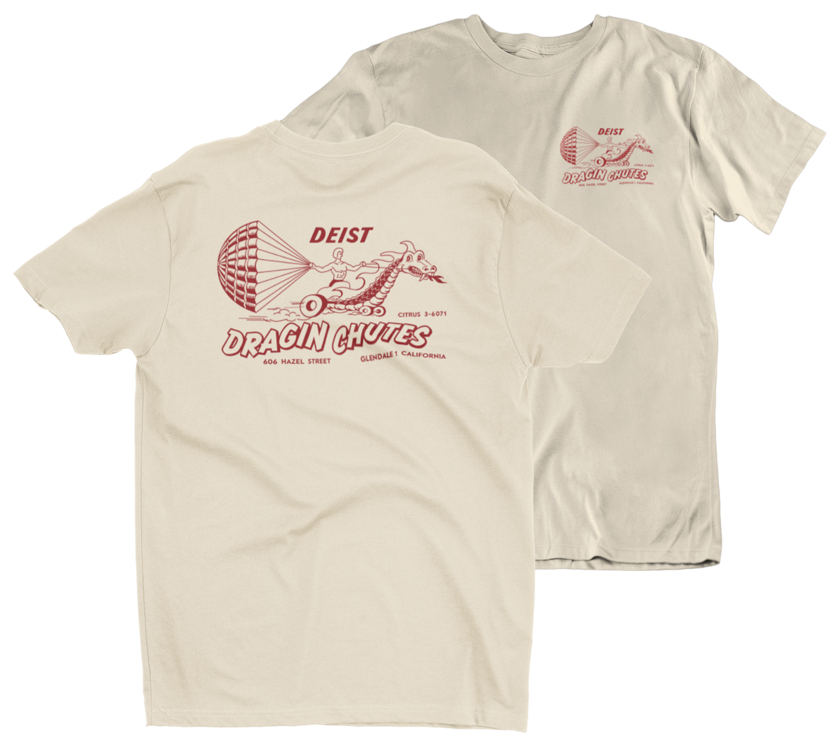 DEIST DRAGIN CHUTES Tan/Sand Tee T-Shirt – Merchants of Speed
