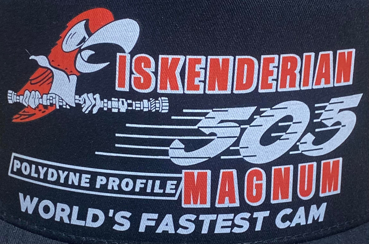 ISKENDERIAN 505 Magnum Isky Cams Black/White Flat Brim Trucker Hat