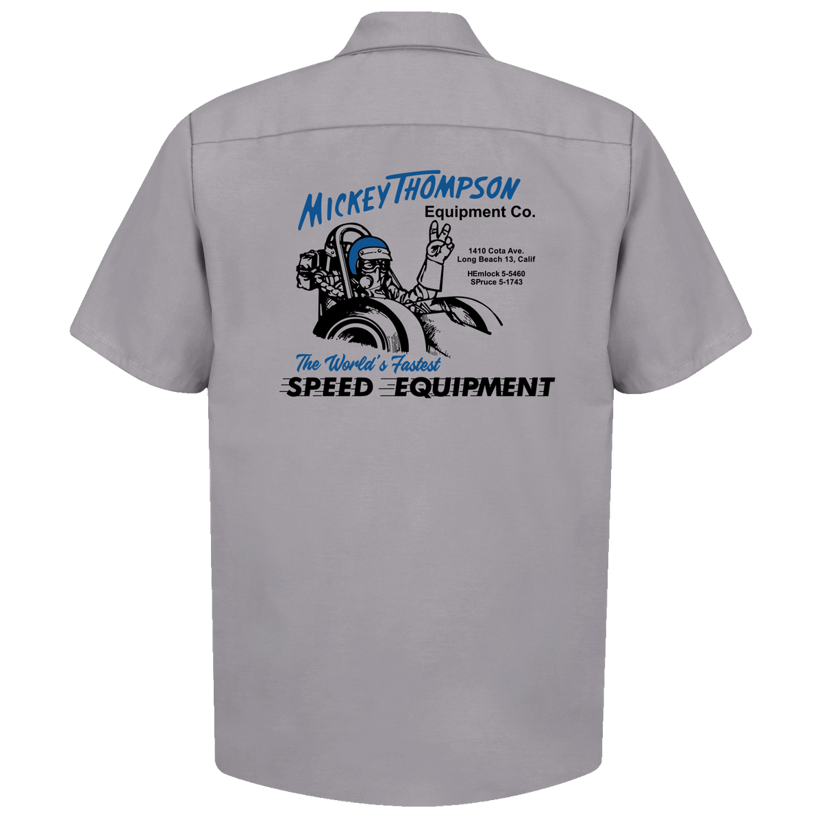 MT MICKEY THOMPSON Speed Equipment Gray Button Down Shop Shirt