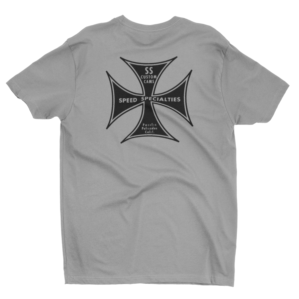 SPEED SPECIALTIES Custom Cams Maltese Cross Logo Gray T-Shirt