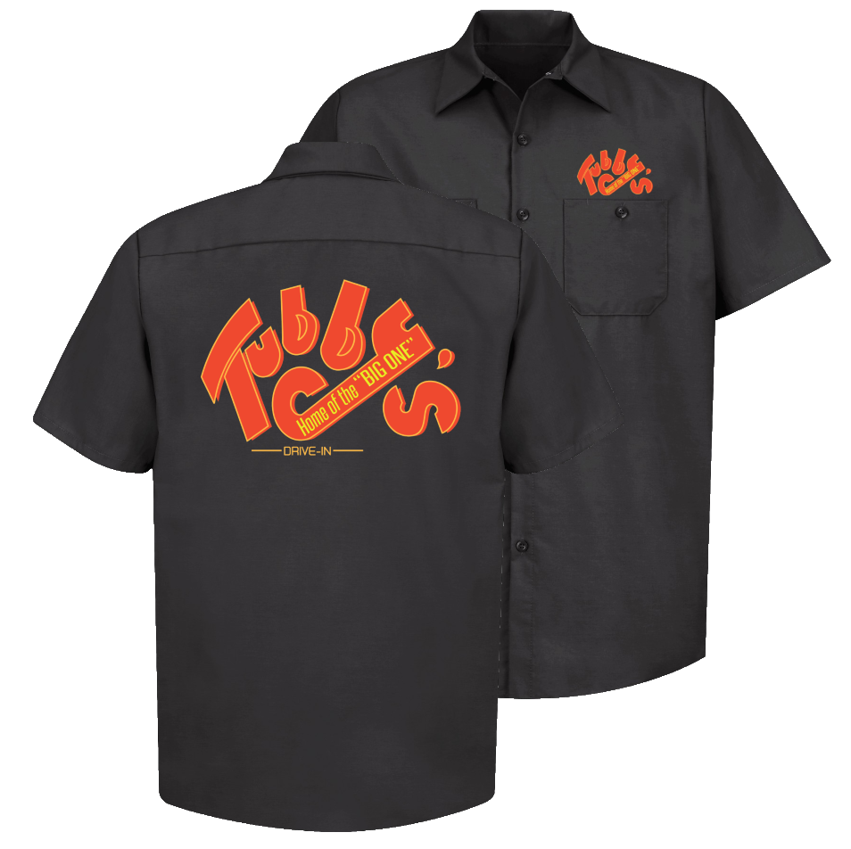 TUBBY'S Home of the Big One Hollywood Knights Button Down Work