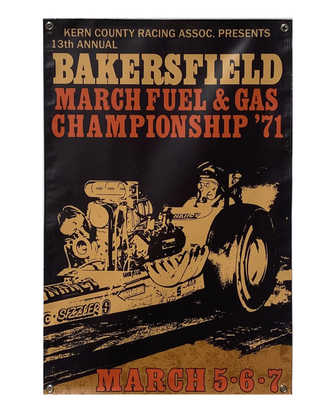 1971 '71 BAKERSFIELD FUEL & GAS Championship Garage Banner
