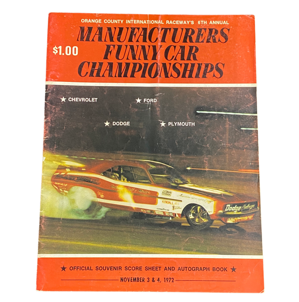 1972 '72 OCIR Manufacturer's Funny Car Championships Program RARE