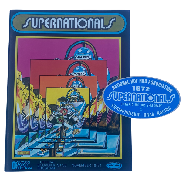 NHRA 1972 SUPERNATIONALS Ontario Official Program/Decal Bundle