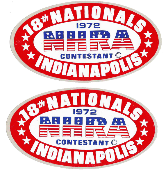 NHRA 1972 US Nationals Contestant Window Decals (2) Indianapolis Indy