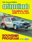 1973 NHRA Springnationals Official Program Columbus Gremlin-X Pro Stock