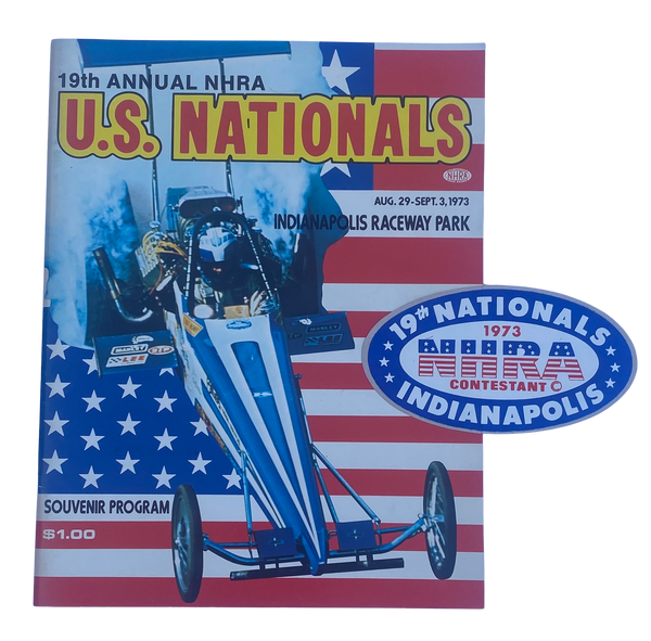 NHRA 1973 US NATIONALS Indy Official Program/Decal Bundle