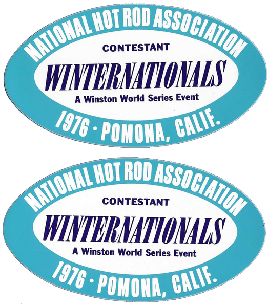 NHRA 1976 WINTERNATIONALS Contestant Window Decals (2) Pomona