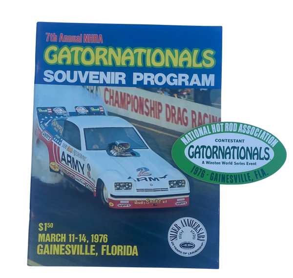 NHRA 1976 GATORNATIONALS Gainesville Official Program/Decal Bundle Snake Prudhomme