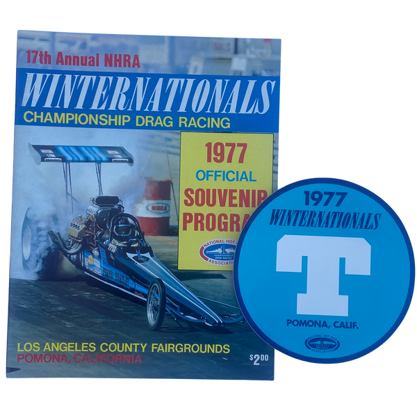 NHRA 1977 WINTERNATIONALS Pomona Official Program/Decal Bundle Mongoose
