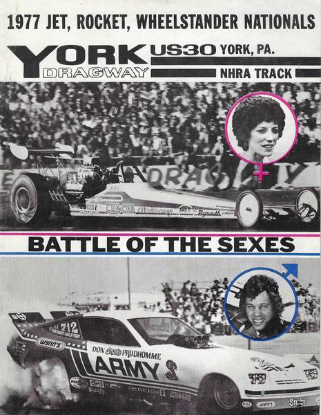 1977 NHRA York US30 Dragway Battle of the Sexes Shirley Muldowney Don Prudhomme