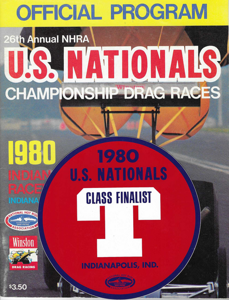 1980 NHRA US Nationals Official Program Indy Nats & Finalist Decal
