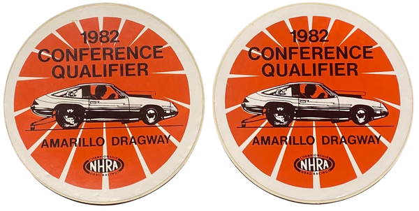 NHRA 1982 Conference Qualifier Amarillo Dragway Decal Pair (2)