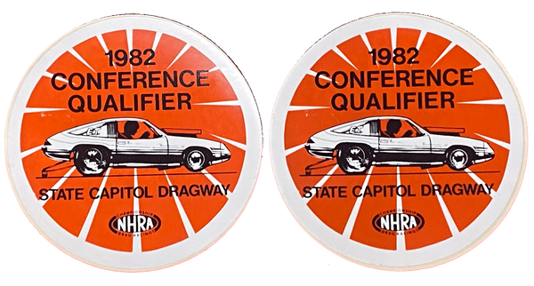 NHRA 1982 Conference Qualifier State Capital Dragway Decal Pair (2)