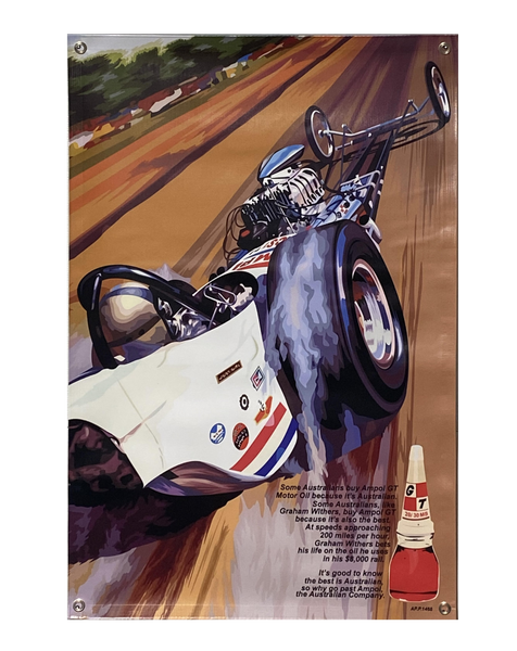 AMPOL GT Motor Oil 1960's Australian Dragster Ad #1 Banner