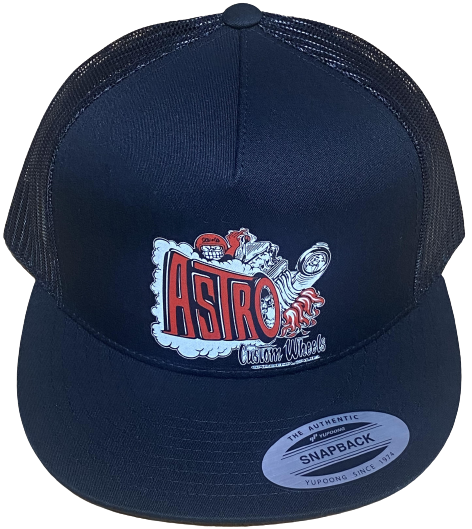 ASTRO Custom Wheels Black Flat Brim Trucker Hat