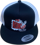 ASTRO Custom Wheels White/Black Flat Brim Trucker Hat