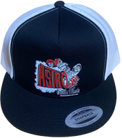 ASTRO Custom Wheels White/Black Flat Brim Trucker Hat