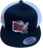 ASTRO Custom Wheels White/Black Flat Brim Trucker Hat