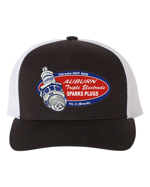AUBURN TRIPLE ELECTRODE Spark Plugs Black Curved Brim Trucker Hat