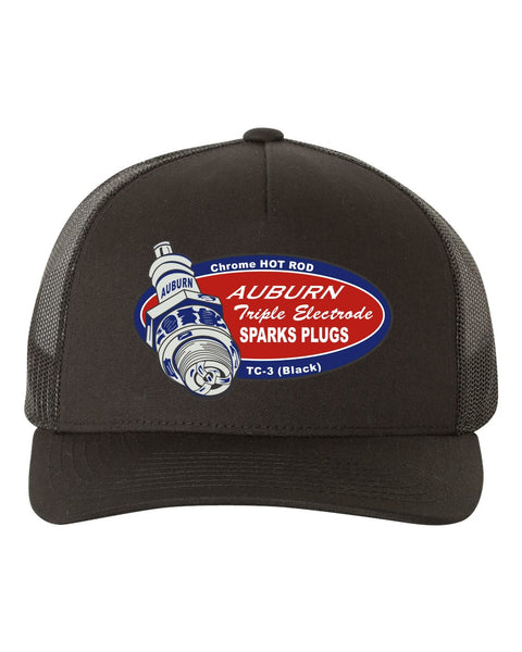 AUBURN TRIPLE ELECTRODE Spark Plugs Black/White Curved Brim Trucker Hat