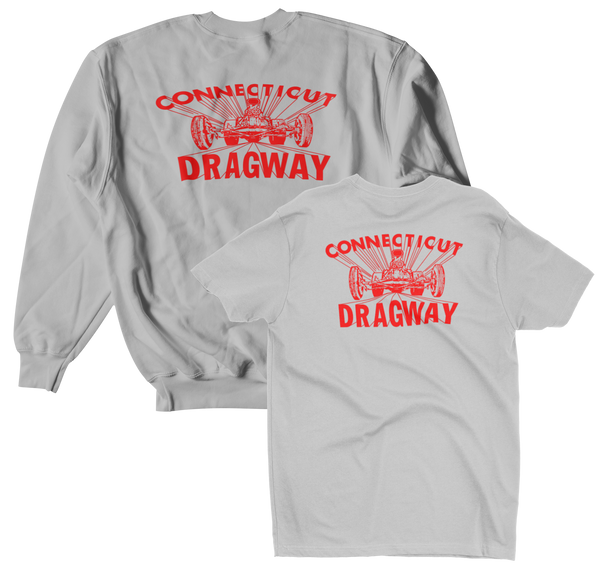 CT DRAGWAY Connecticut Gray Holiday Tee/Crew Sweatshirt Bundle Combo