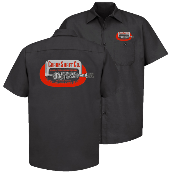 CRANKSHAFT CO. Home of the Welded Strokers Button Down Shop Shirt Black