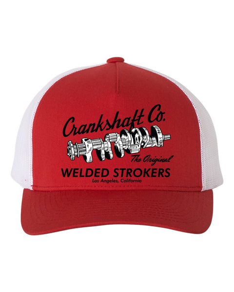 CRANKSHAFT CO. Welded Strokers Red/White Curved Brim Trucker Hat