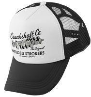 CRANKSHAFT CO. Welded Strokers White Black Curved Brim Trucker Hat