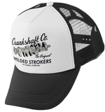 CRANKSHAFT CO. Welded Strokers White Black Curved Brim Trucker Hat