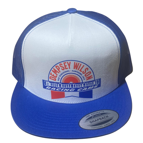 DEMPSEY WILSON Racing Cams Royal White Trucker Hat