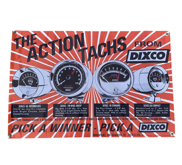 DIXCO TACHOMETER The Action Tachs Wall Banner