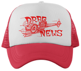 DRAG NEWS Dragster Red White Trucker Hat Vintage Logo