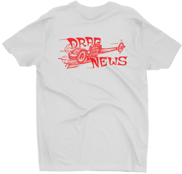DRAG NEWS Magazine Dragster Logo White Tall Tee