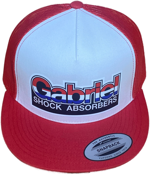 GABRIEL SHOCK ABSORBERS White/Red Flat Brim Trucker Hat