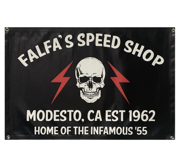 FALFA'S SPEED SHOP Modesto CA 1962 Garage Banner