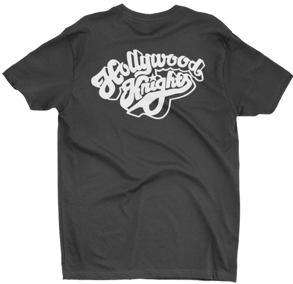 HOLLYWOOD KNIGHTS Car Club Black Tee T-Shirt Tubbys Project-X Smittys Speed Shop