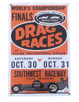 1957 WORLD CHAMPIONSHIP FINALS Shop Banner Southwest Raceway Tulsa
