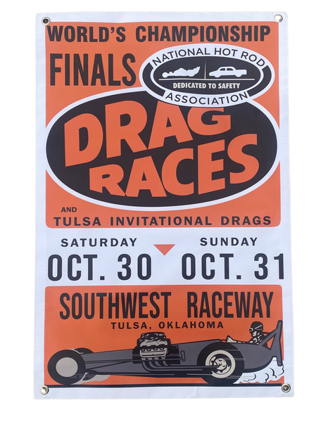1957 WORLD CHAMPIONSHIP FINALS Shop Banner Southwest Raceway Tulsa