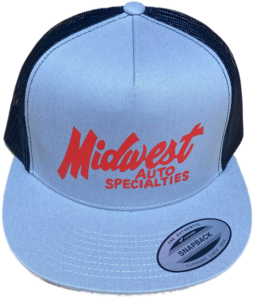 MIDWEST AUTO SPECIALTIES Silver/Black Flat Brim Trucker Hat