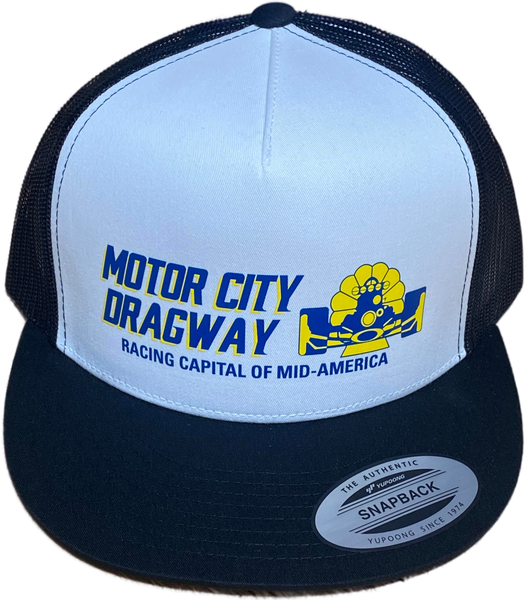 MOTOR CITY DRAGWAY Michigan White/Black Trucker Hat