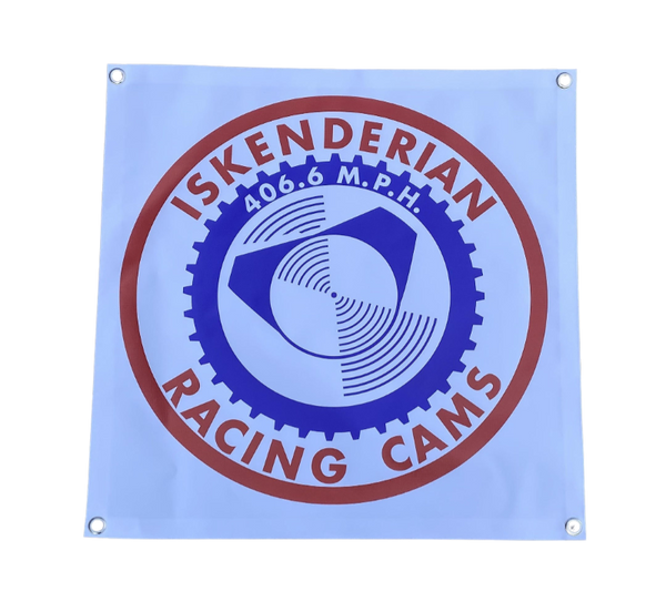 ISKY CAMS 406.6 MPH Iskenderian Garage Banner