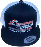 ISKENDERIAN 505 Magnum Isky Cams Black/White Flat Brim Trucker Hat