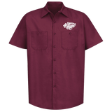 HOLLYWOOD KNIGHTS Maroon Button Down Shop Shirt
