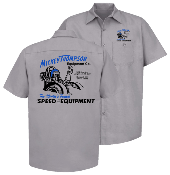 MT MICKEY THOMPSON Speed Equipment Gray Button Down Shop Shirt