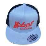 MIDWEST AUTO SPECIALTIES Silver/Black Flat Brim Trucker Hat