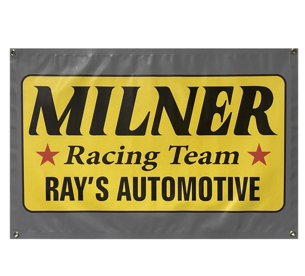 MILNER RACING TEAM Fire Suit Logo Garage Banner
