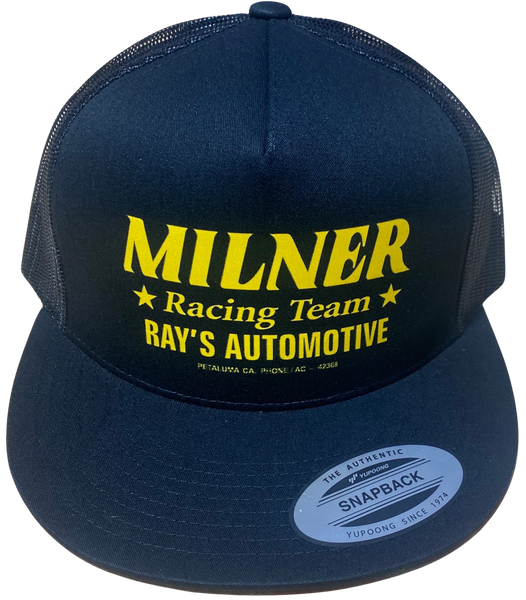 MILNER RACING TEAM Yellow Text Black Trucker Hat