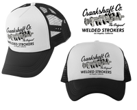 CRANKSHAFT CO. Welded Strokers White Black Curved Brim Trucker Hat